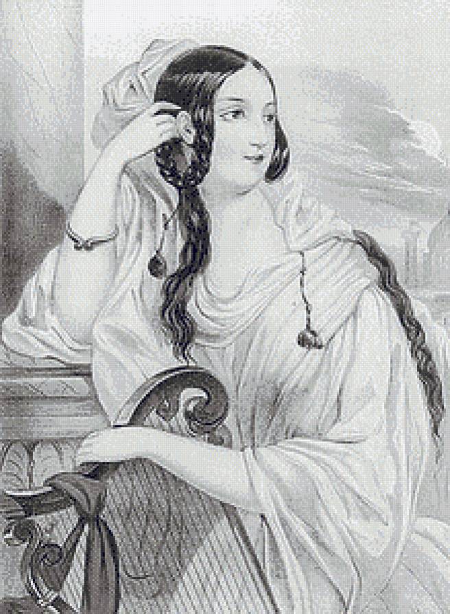 Женский образ ( живопись ) - дама, женщина, монохром, люди, ретро, живопись - предпросмотр