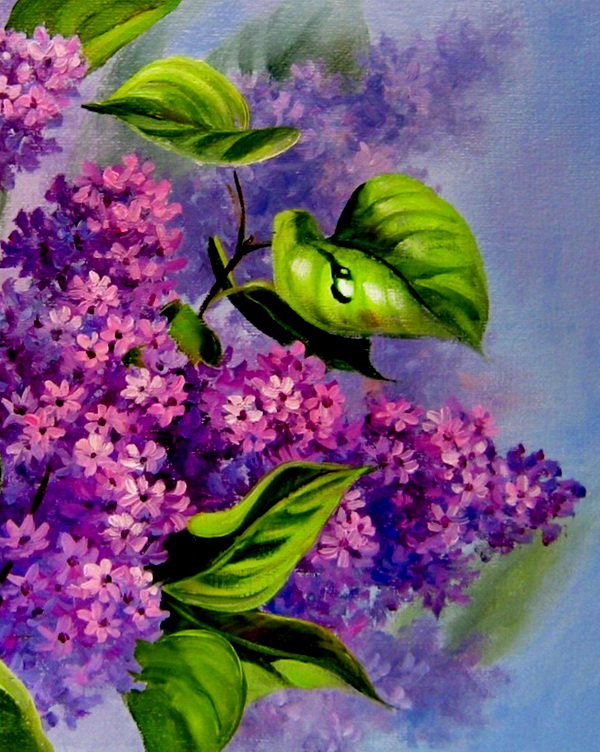 сирень часть 2 - букет, живопись, весна, картина, цветы, куст - оригинал