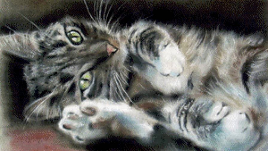 нега - глаза, кот, кошка, лапа, живопись - предпросмотр