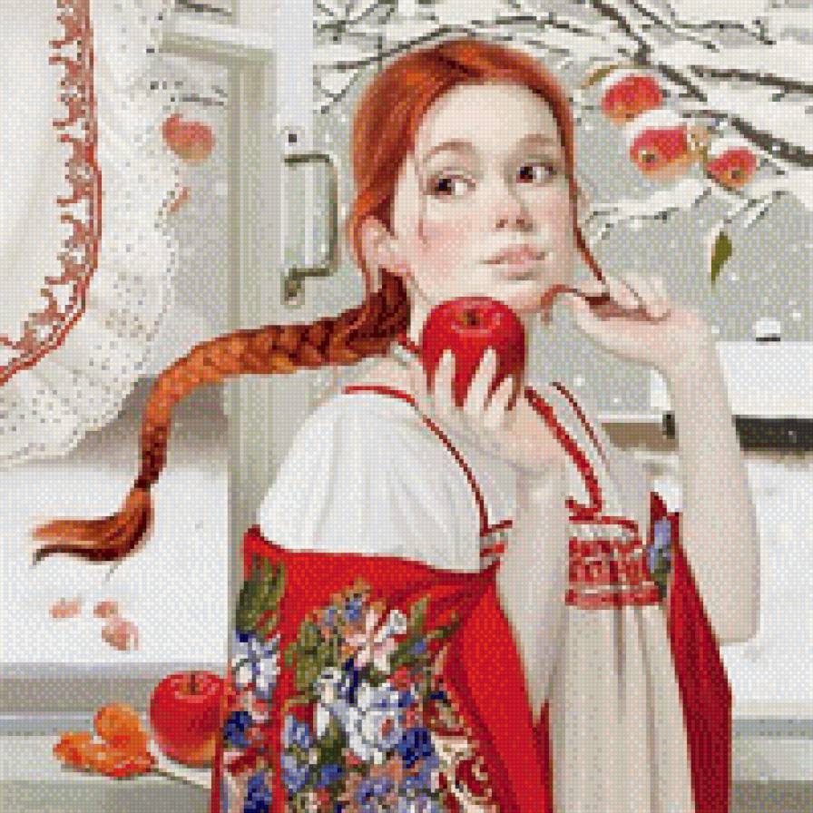 Красное яблочко - портрет - предпросмотр