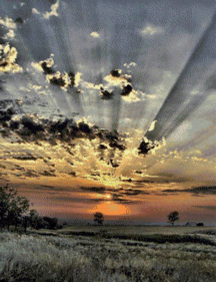 Закат - закат, природа, поле - предпросмотр