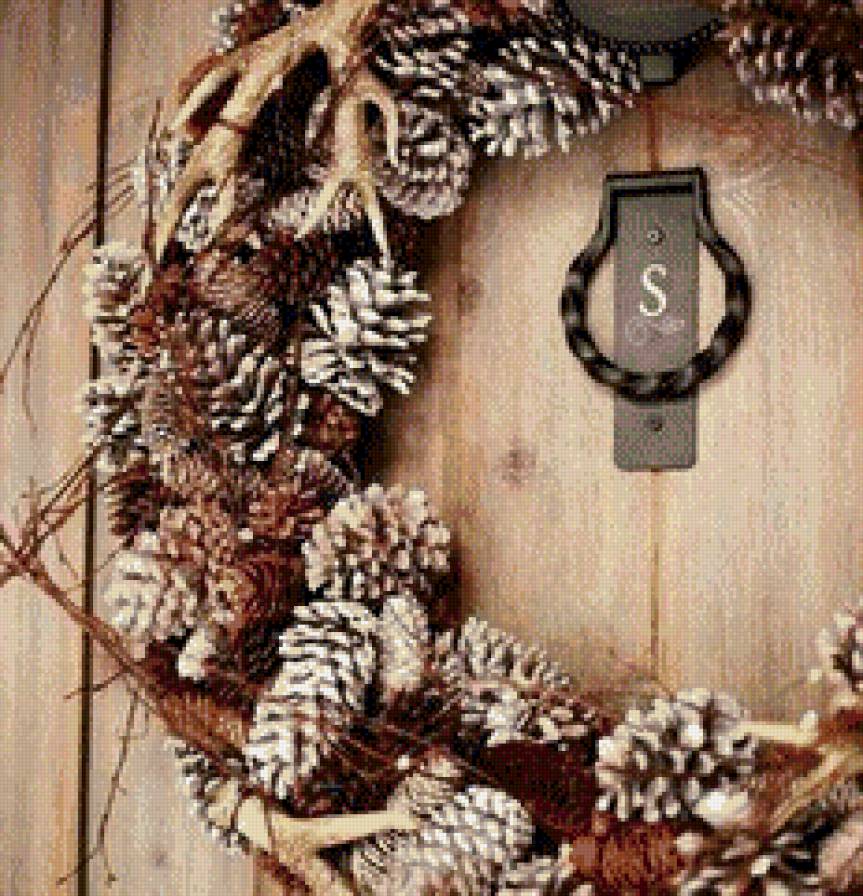 Венок из шишек - новый год, венок, шишки - предпросмотр