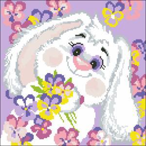 зайчик на подушку - подушка, заяц, животные, цветы, детское - оригинал