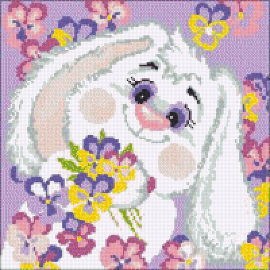 зайчик на подушку - заяц, цветы, животные, детское, подушка - предпросмотр