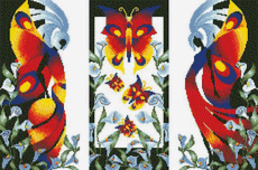 триптих цветные бабочки - феи, бабочки, триптих, красочно - предпросмотр