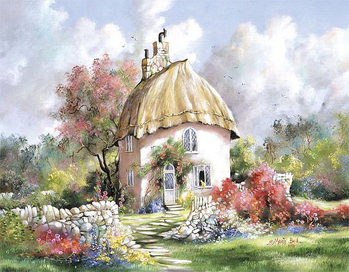 Сказочная усадьба - река, пейзаж, природа, лес, лето, озеро - оригинал