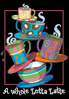 цветные чашки на черном - чашка, яркое, посуда, кофе, орнамент, для кухни - оригинал