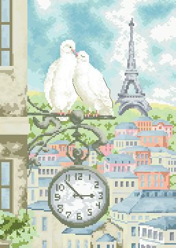 голуби на часах - голуби, париж, романтика, башня эйфелева - оригинал