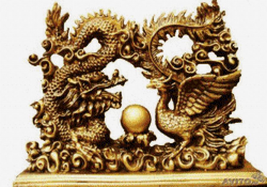 золотые драконы - драконы, золото, богатство - предпросмотр