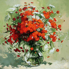 Мария Павлова (букет из красных и белых цветов)