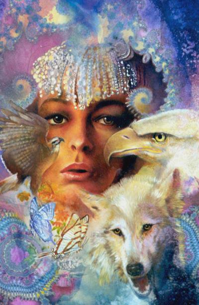 №511066 - животные, картина, женщина - оригинал