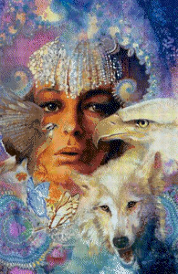 №511066 - женщина, животные, картина - предпросмотр