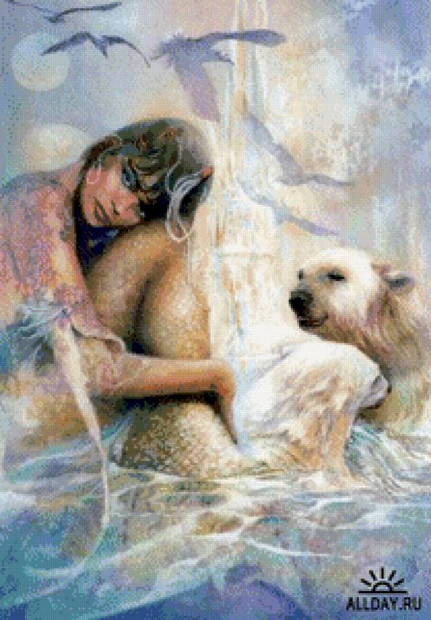 №511068 - женщина, картина, животные - предпросмотр