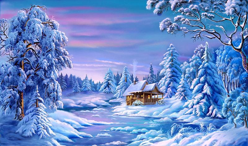 Серия "Зима" - зима, пейзаж, домик - оригинал