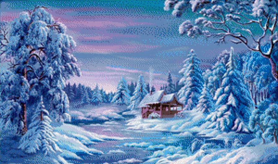 Серия "Зима" - домик, зима, пейзаж - предпросмотр