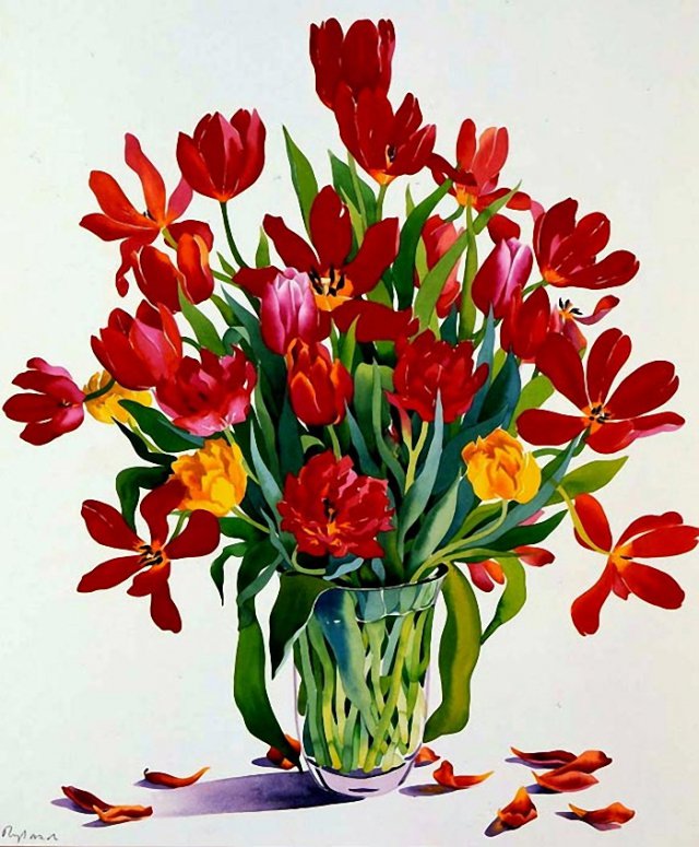 Тюльпаны - натюрморт, цветы - оригинал