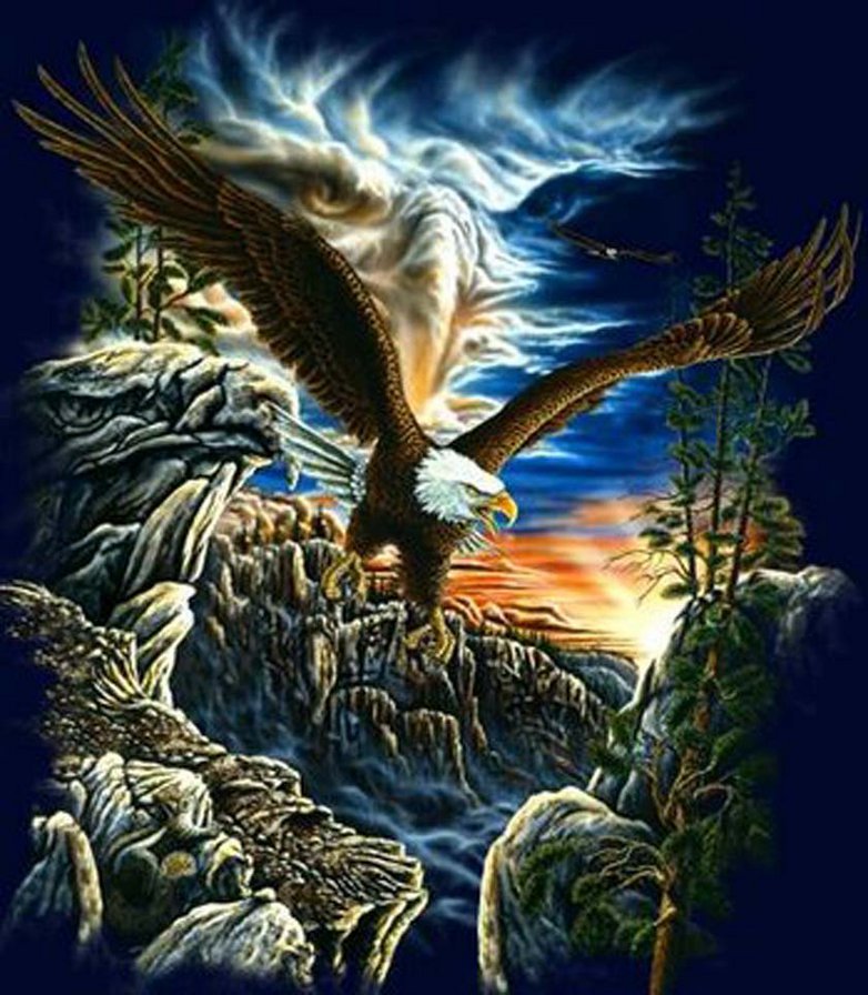 Сила - птицы, пейзаж, орлы, горы - оригинал