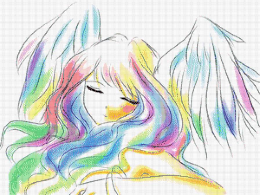 Радужный ангел - сказка, волшебство, портрет, девушка - предпросмотр