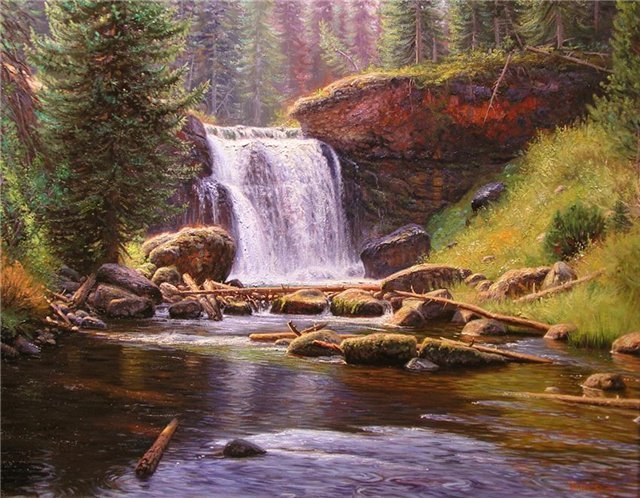 переход у водопада - водопад - оригинал