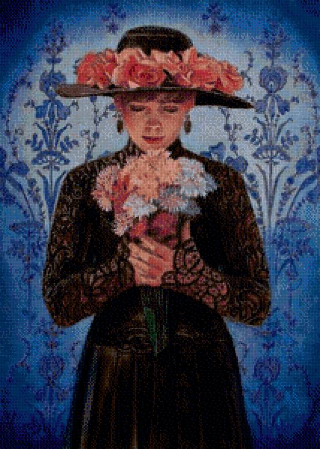 дама в шляпе - девушка, цветы, красота - предпросмотр