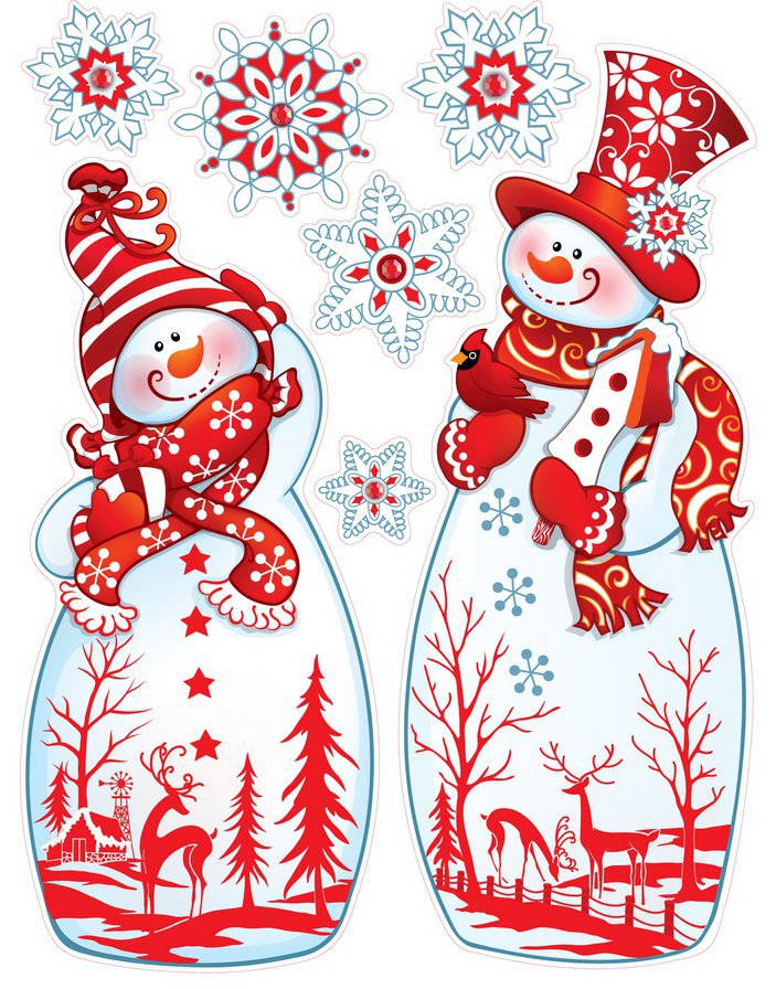 парочка - зима, снеговик - оригинал