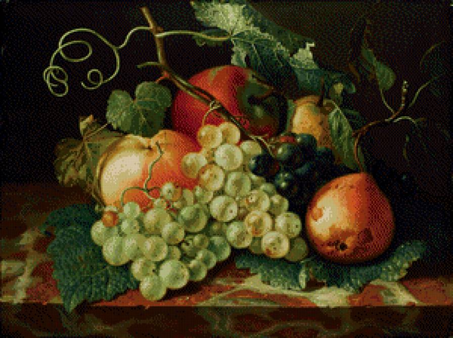 старинный натюрморт - фрукты, натюрморт, виноград - предпросмотр