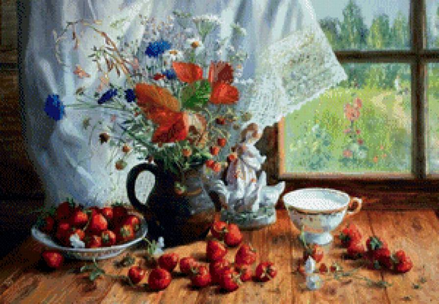 Натюрморт с клубникой - натюрморт - предпросмотр