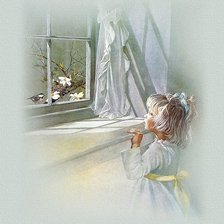 Оригинал схемы вышивки «Dziewczynka przy oknie:)» (№512035)