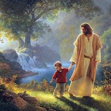 Оригинал схемы вышивки «мальчик и иисус» (№512142)