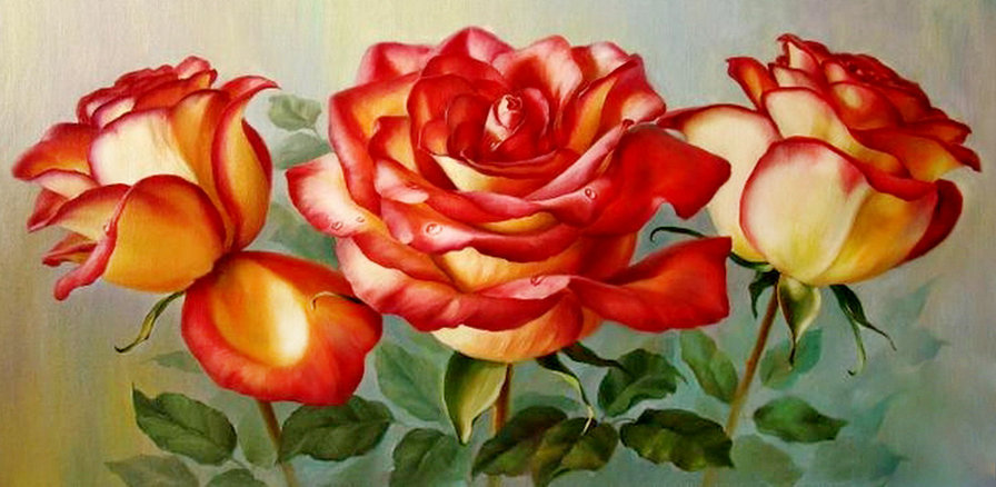 розы - роза, цветы, букет, живопись - оригинал