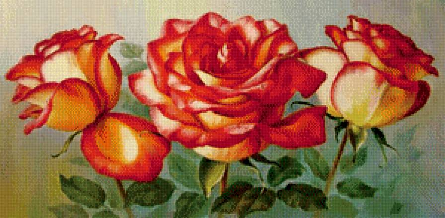 розы - цветы, живопись, букет, роза - предпросмотр