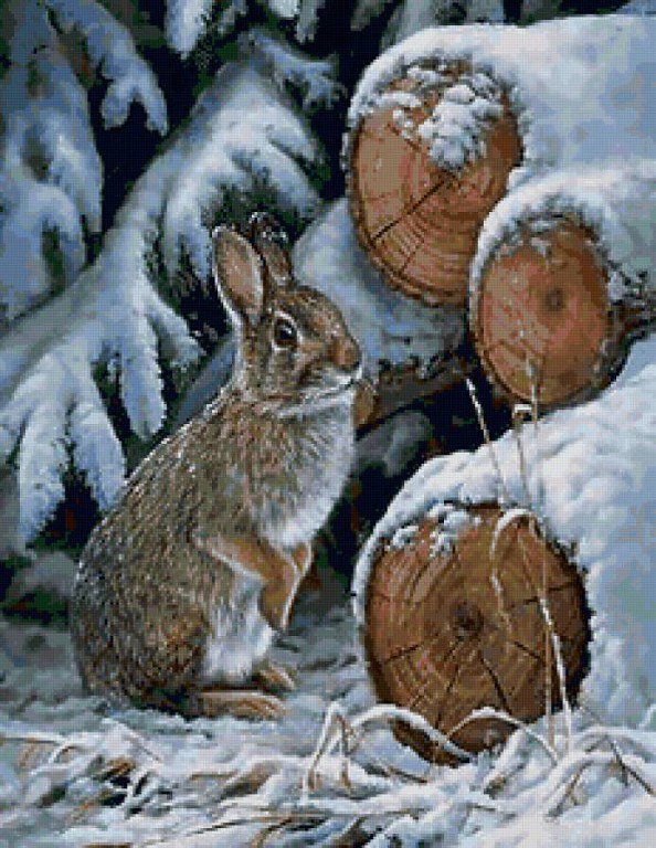 зайчик - новый, зайчик, лес, зима, год, снег - оригинал