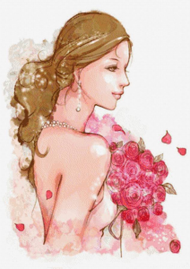 невеста - розовые цветы, свадьба, девушка, невеста, женщина - предпросмотр