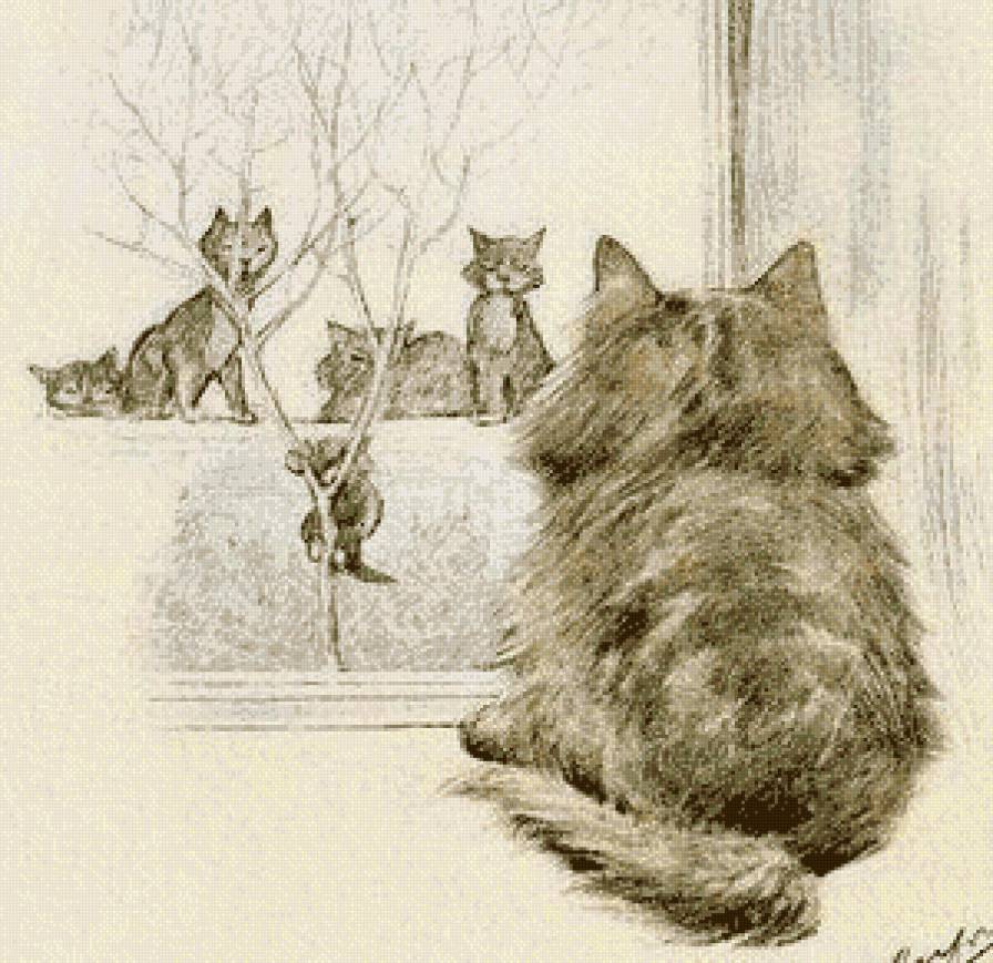 котёнок ..а мне мама гулять не велит - кот, котенок, коты, за окном, кошка - предпросмотр