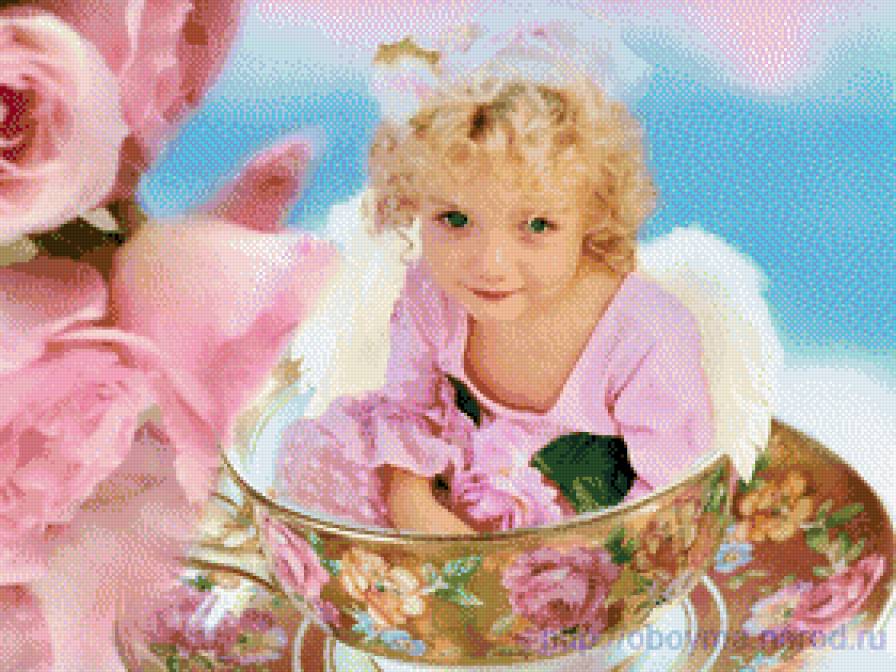 Девочка в чашке - розы, дети, картинка - предпросмотр