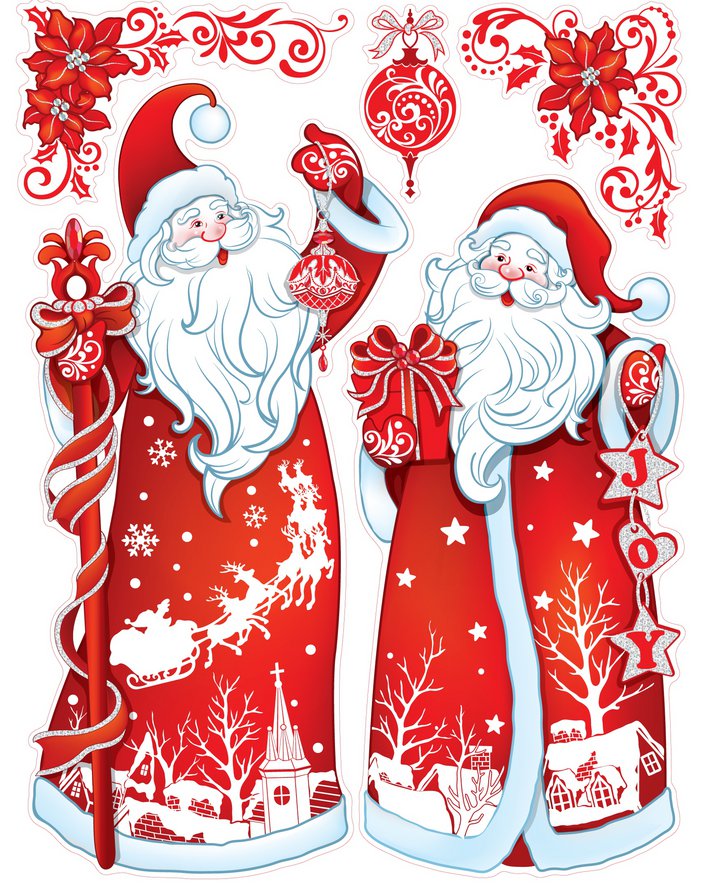 Дед Морозы - дед мороз, снежинки, олени, зима, новый год, дед морозы, узоры - оригинал