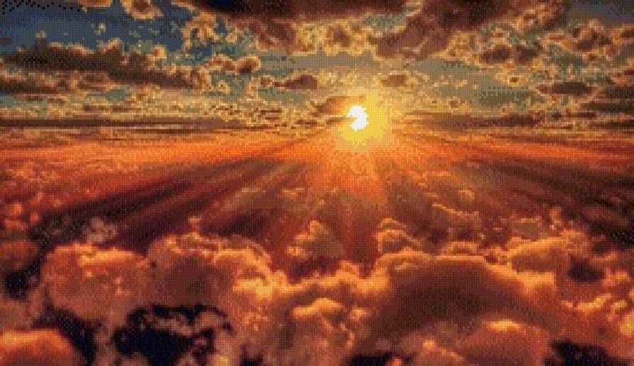 Закат в облаках - небо, облака, закат, солнце - предпросмотр