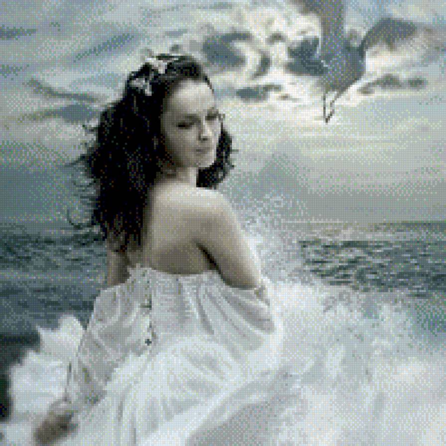 1111 - море, девушка - предпросмотр