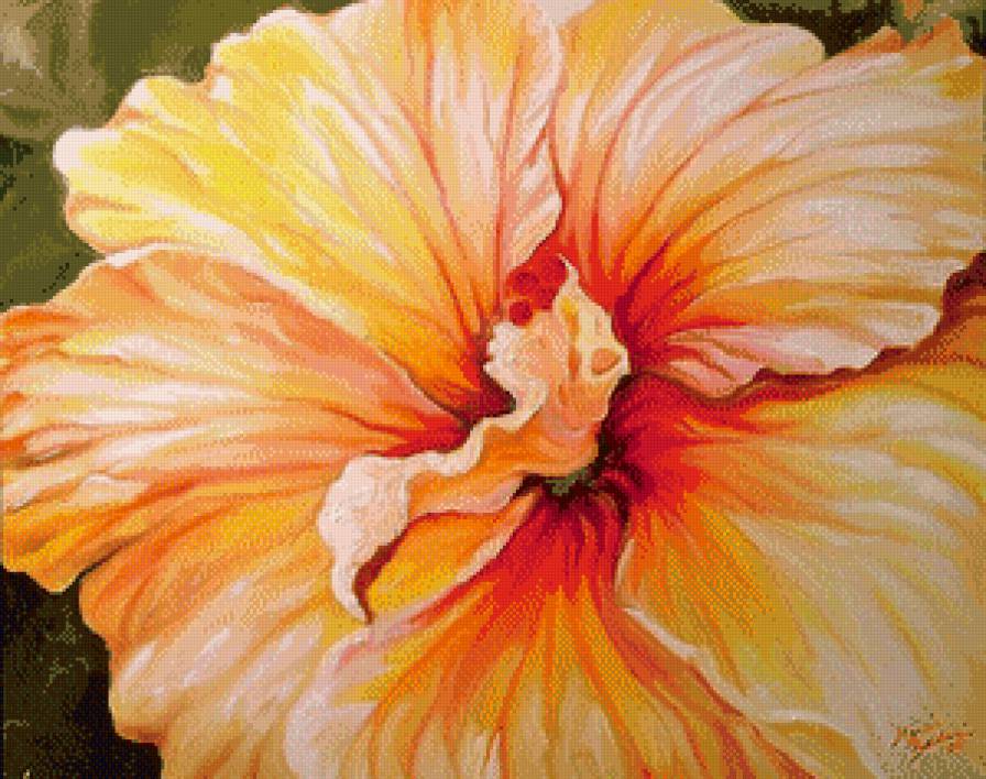 Вариант для подушки - гибискусы, цветы - предпросмотр