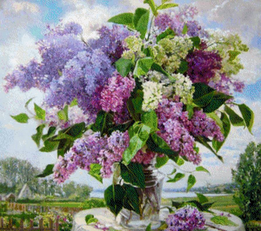 Моя любимая -сирень! - природа, цветы, живопись - предпросмотр