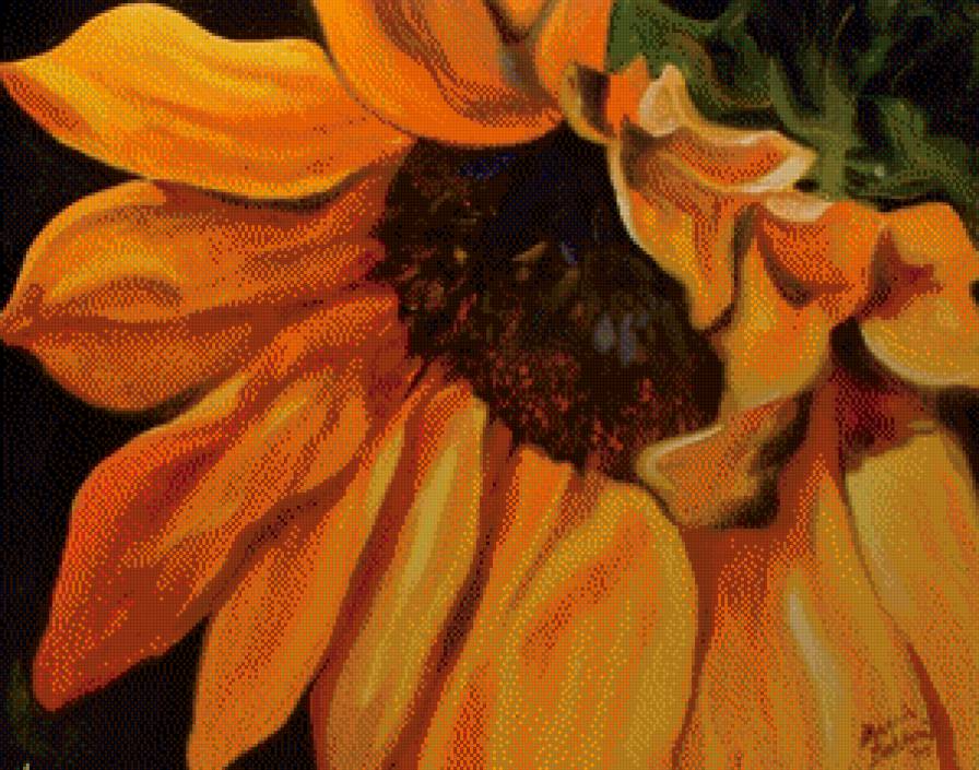 Вариант для подушки - цветы, подсолнухи - предпросмотр