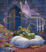 Дракон и фея ночи. - дракон, фэнтези - оригинал