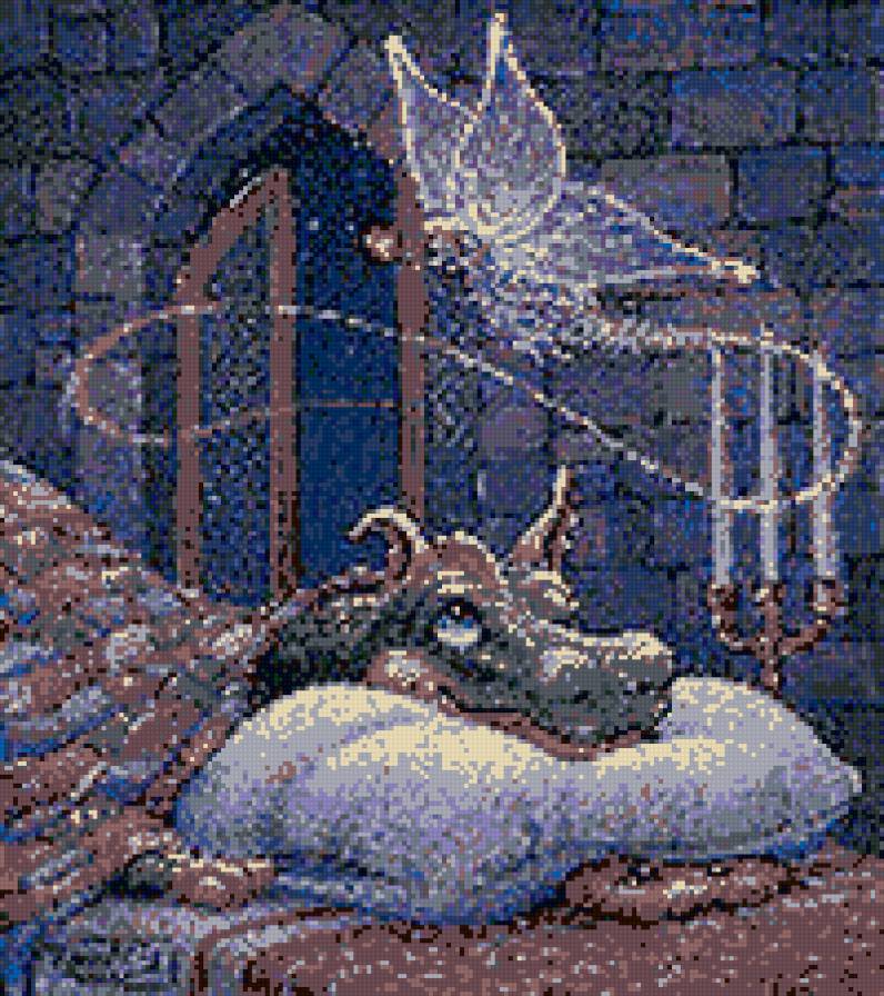 Дракон и фея ночи. - дракон, фэнтези - предпросмотр