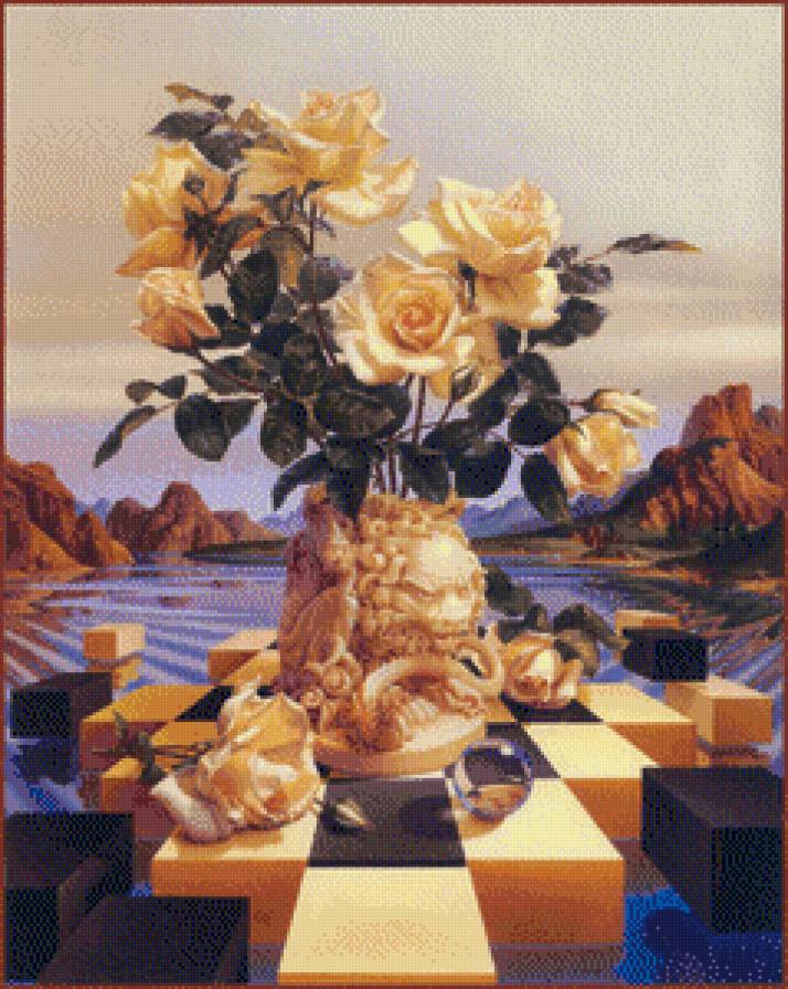 натюрморт - натюрморт, цветы, розы, картины, картина - предпросмотр