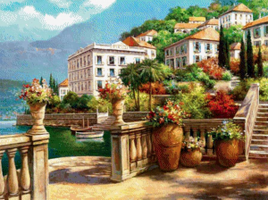 Средиземноморье - пейзаж, город, море, дома - предпросмотр