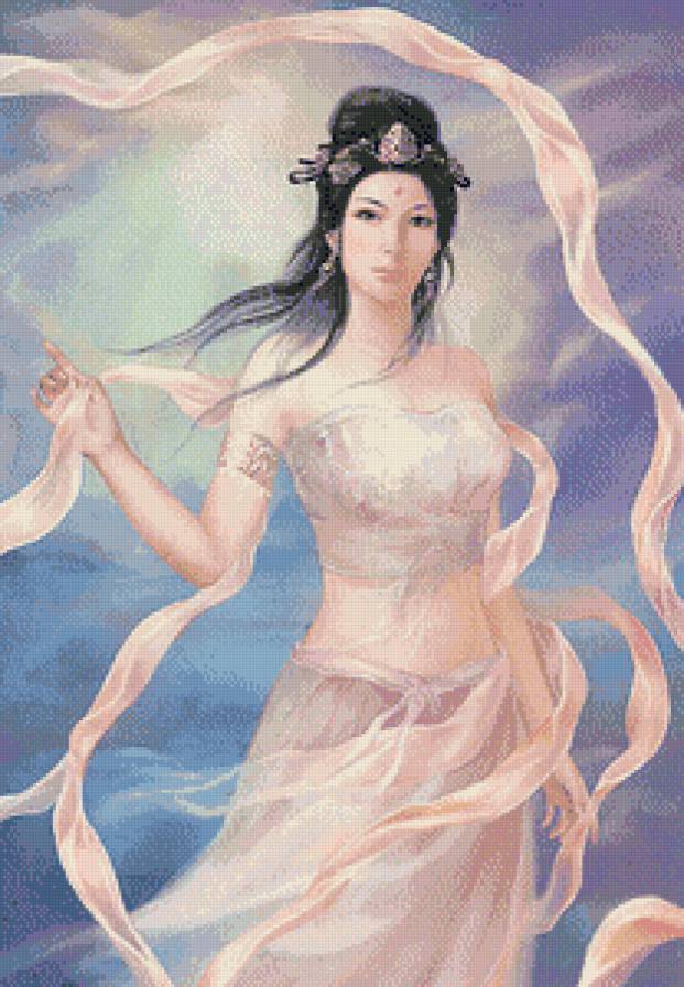 Девушка с лентами - люди, девушка.фэнтази, дама, женщина - предпросмотр