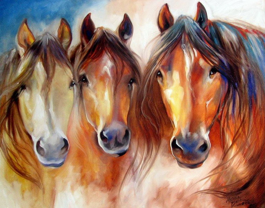 Три красотки - кони, лошади, животные - оригинал