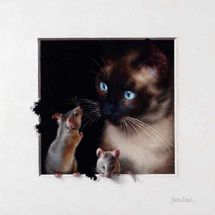 Котик с мышками - животные, коты - оригинал