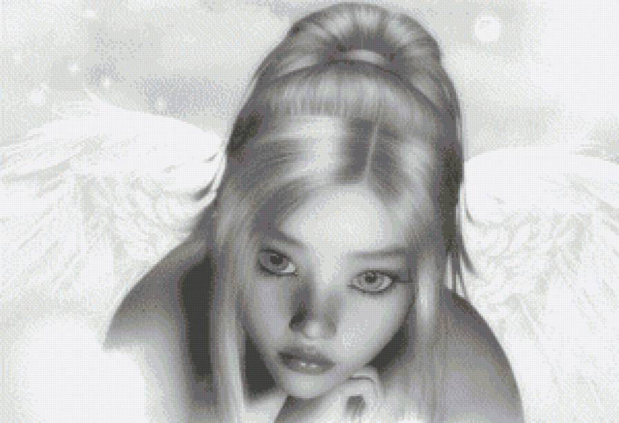 Ангелок - фэнтези, ангел, монохром - предпросмотр