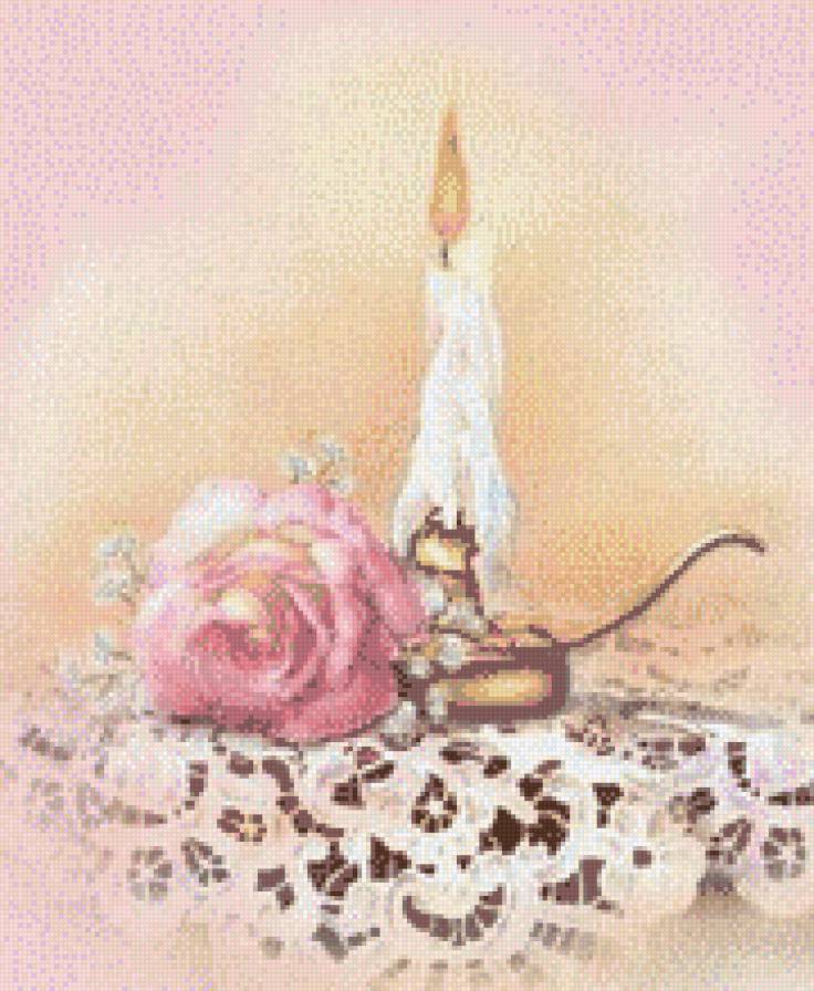 свеча с розой - цветы, розы, свеча, нежно - предпросмотр